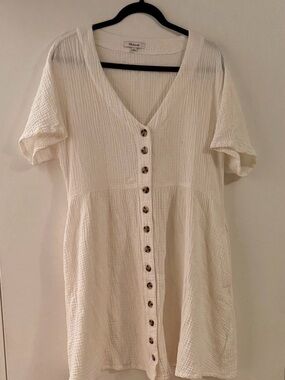 Madewell Lightspun Button Front Mini Dress